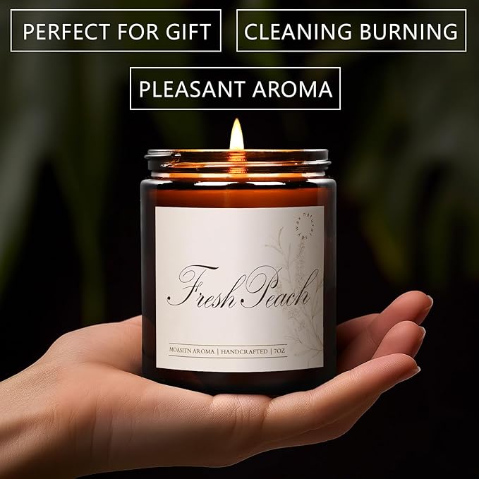 MOASITN Fresh Peach Scented Candles for Home|Sweet Orange,Peach,Floral Scented Soy Candle| Longlasting Aromatherapy Candle Gift for Women,Men for Birthday,Summer,Holiday|7oz - Bloomnest