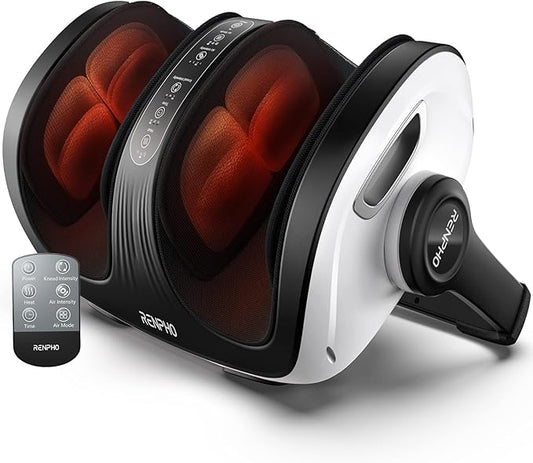 RENPHO Shiatsu Foot Massager with Heat, Foot and Calf Massager Focus on Feet Health, Deep Kneading Massage for Plantar Fasciitis Relief, Fits Size up to 14, Birthday Dad Men Gifts