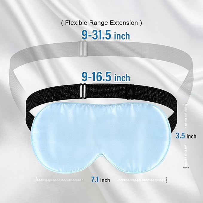 Silk Sleep Eye Mask for Kids, 100% Real Natural Pure Silk Sleeping Masks, Blindfold Sleep Eye Cover with Adjustable Strap, Soft & Lightweight Night Eyeshade for Boys Girls Teens (2 Pack)
