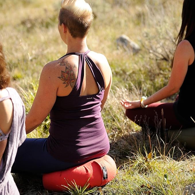 Hugger Mugger Zafu Meditation Cushion - Support in Cross-Legged Sitting, Buckwheat Filled, Durable Fabric, Convenient Handle, Handmade in USA - Bloomnest