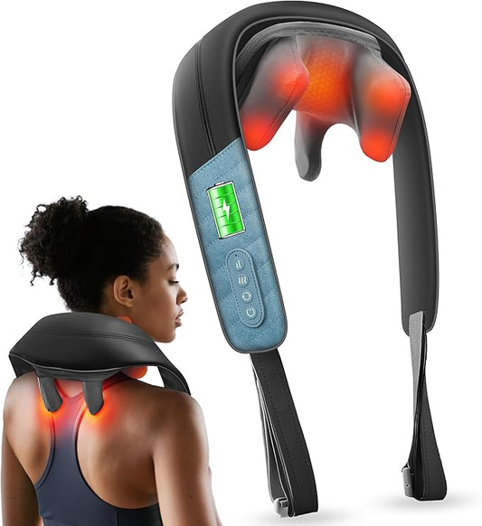 COMFIER FSA Eligible Shiatsu Neck Massager with Heat for Deep Tissue, Electric Shoulder and Back Massager for Pain Relief, Hands-Free Cordless 4D Kneading Massage, Gift for Women Men Mom Dad - Bloomnest