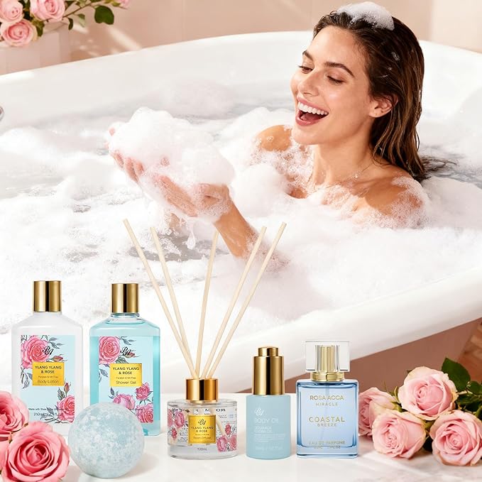 Valentines Day Gifts for Women, 35 Pcs Bath & Body Gift Basket, Face Skin Care Kit, Spa Gift Set, Self-Care Relaxation Gift, Home Spa, Necklace, Birthday, Christmas, Mother Day, Anniversary