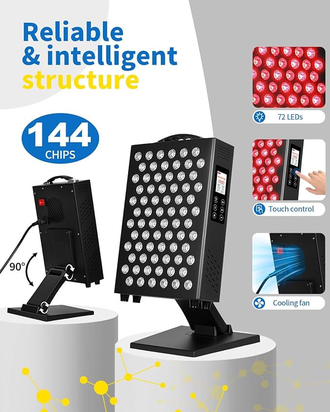 Red Light Therapy for Body and Face, 660nm 850nm Infrared Red Light Therapy Panel, 72 Dual Chip LEDs Device for Skin Care, Better Sleep & Recovery YIPFREE