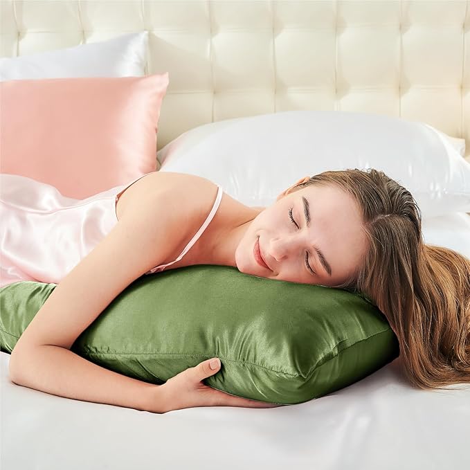 BEDELITE Satin Body Pillow Cover, Super Soft and Cooling Body Pillow Pillowcase for Hair and Skin, Breathable Silky Full Long Pillowcase Cover(20"x54", Cedar Green) - Bloomnest
