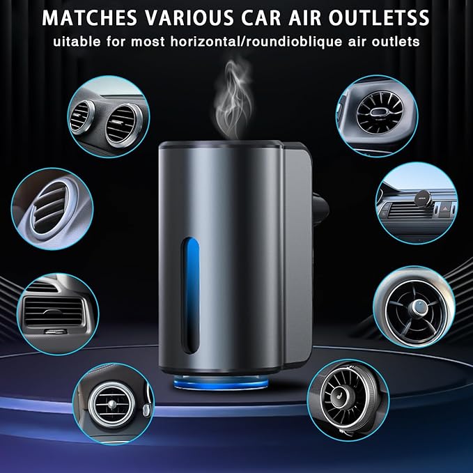 Smart Car Air Freshener, 3 Levels of Adjustable Intensity, Aroma Rechargeable Aroma Diffuser, Adjustable Aroma Diffuser, 220mAh Built-in， Fresh+Intense+Ocean Perfume - Bloomnest