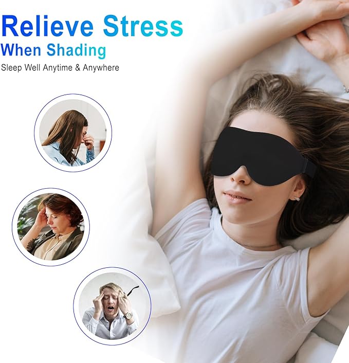 3D Sleep Mask, 100% Blackout 3D Contoured Sleep Eye Mask, Comfortable & Super Soft Sleeping Mask with Adjustable Straps for Women, Men, Sleeping Travel Yoga Naps - Bloomnest