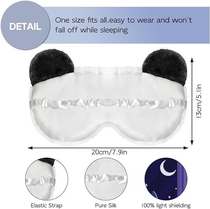 Cute Sleep Masks Cartoon Animal Panda Eye Masks Soft Plush Sleeping Mask Travel Blindfold Eye Shade for Kids Girls & Adults (Panda) - Bloomnest