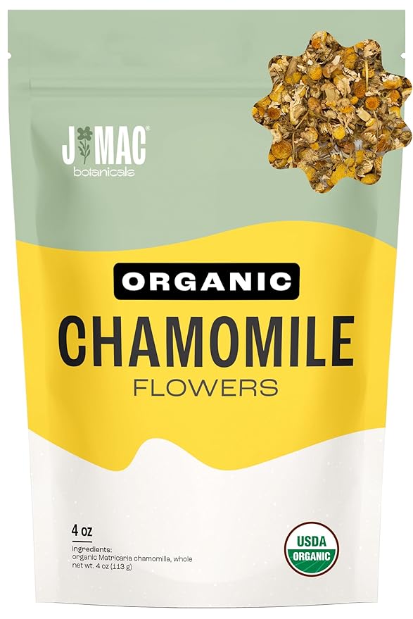 J Mac Botanicals, Organic Chamomile Flowers, Whole Dried Chamomile flower, Loose Leaf tea - Bloomnest