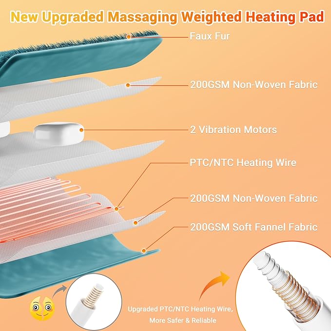 Massaging Heating Pad for Neck and Shoulders and Back, 24" x 35" Large Electric Heating Pad for Back Pain Relief with 3 Heat Levels, 4 Massage Settings, 2H Auto Shut-Off, 4 Massage Motors, Green - Bloomnest