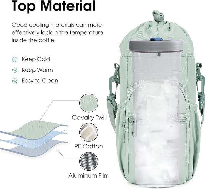 sportsnew Water Bottle Holder with Strap 32oz 40oz Insulated Water Bottle Carrier Sling Bag with Phone Pocket Crossbody sportsnew
