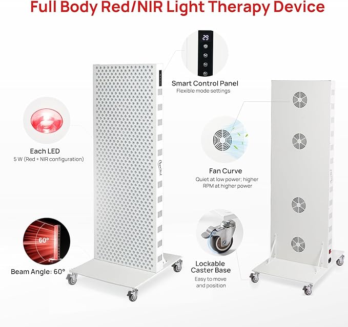 Red Light Therapy Panel for Body, 7 Wavelengths (630, 660, 780, 810, 850, 940, 1060 nm), 899LEDs, Near‑Infrared Light Wellness Device with Adjustable Intensity, Home Use CharmpilotRedLightTherapy