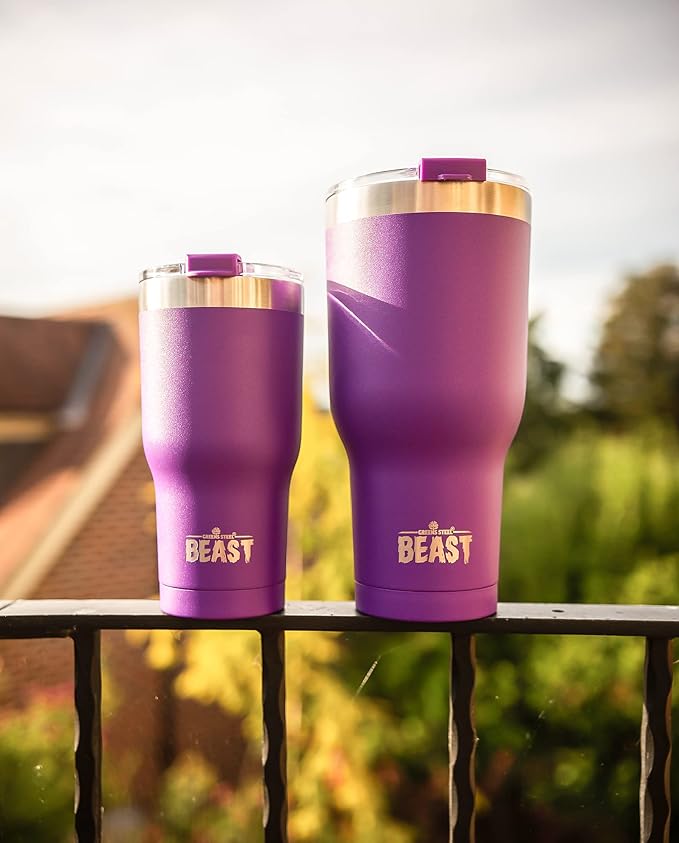 Beast 30 oz Tumbler Stainless Steel Vacuum Insulated Coffee Ice Cup Double Wall Travel Flask (Purple) - Bloomnest
