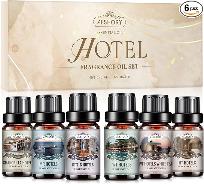 Hotel Diffuser Oils Gift Set - 6x10ML Luxury Fragrance Oil Blend, Hotel Scent Essential Oils Set for Diffuser, Candle, Soap Making Scents - Bloomnest