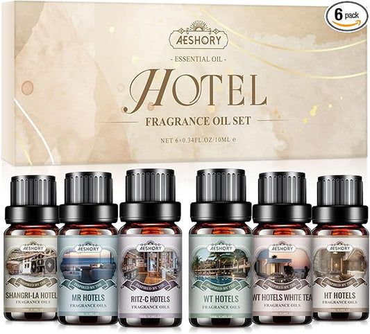Hotel Diffuser Oils Gift Set - 6x10ML Luxury Fragrance Oil Blend, Hotel Scent Essential Oils Set for Diffuser, Candle, Soap Making Scents - Bloomnest
