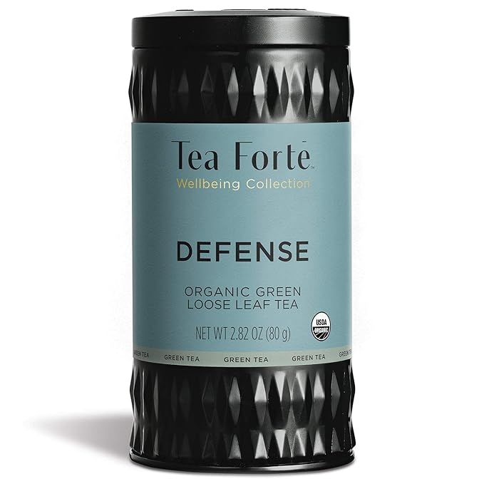 Tea Forte Defense Premium Loose Leaf Caffeinated Green Tea Blend Canister, Makes 35-50 Cups - Bloomnest