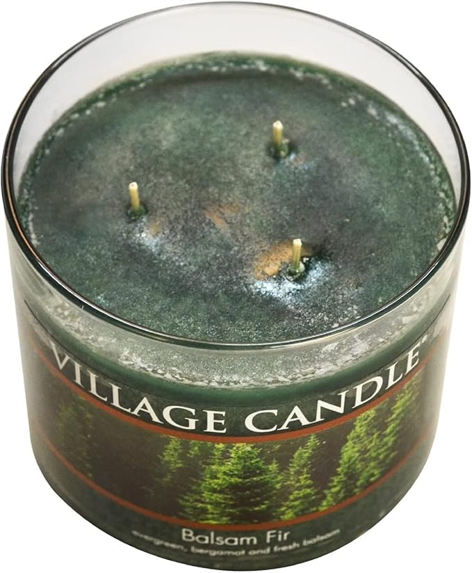 Village Candle Balsam Fir 17 oz Glass Bowl Scented Candle, Medium,Green - Bloomnest