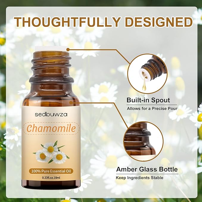 Sedbuwza Chamomile Essential Oil, Pure Organic Chamomile Fragrance Oil for Diffuser, Humidifier, Soap, Candle, Perfume Sedbuwza