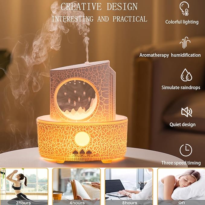 Raindrop Humidifiers for Bedroom,300ML Ultrasonic Small Humidifier, Aromatherapy Essential Oil Vaporizer, Essential Oil Diffuser with Atmosphere Light,Suitable for Bedroom, Hotel,Gym,Yoga Room - Bloomnest
