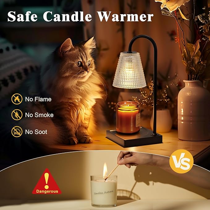Black Candle Warmer Lamp with Timer-Electric Candle Lamp Warmer,Dimmable Candle Warmers for Jar Candles,New Mom Gifts & Birthday Gifts for Women