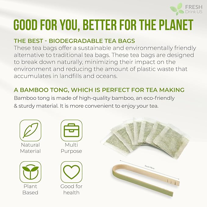 FreshDrinkUS, Premium Soursop Graviola Leaf Tea | 45 Tea Bags form Powder, 100% Natural and Pure, Handmade, Made With Natural Materials-Corn Fiber Tea Bag, Sugar/Caffeine Free, Hoja Guanabana Tea - Bloomnest