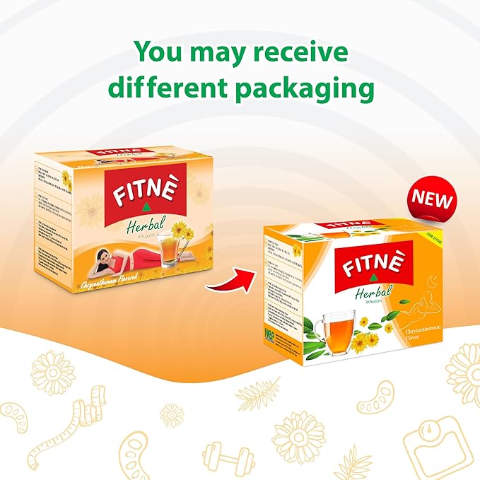 FITNÈ Chrysanthemum Herbal Tea Senna Infusion Smooth Mild Soothing Beverage Natural Gentle Detox Cleanse No Calories Caffeine Free, 15 Tea Bags - Bloomnest