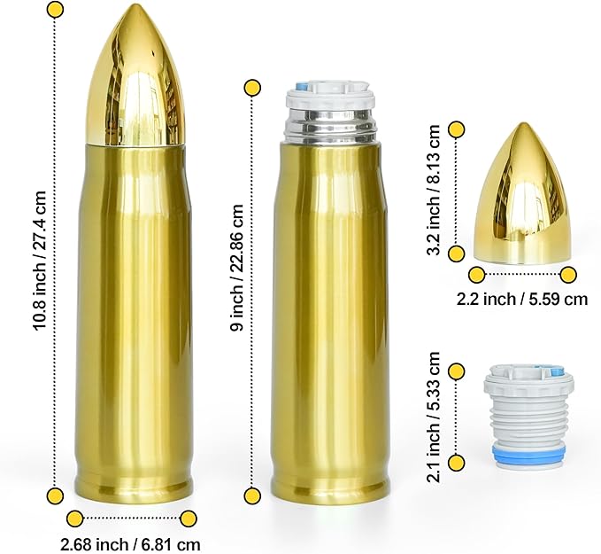 AGH 1 PCS Sublimation Golden Tumblers Blanks 17oz Stainless Steel DIY Tumbler Water Bottle, Double Wall Vacuum Insulated Water Bottles with Leak-proof Lid, Travel Mug Flasks Cups, Dad Birthday Gift - Bloomnest