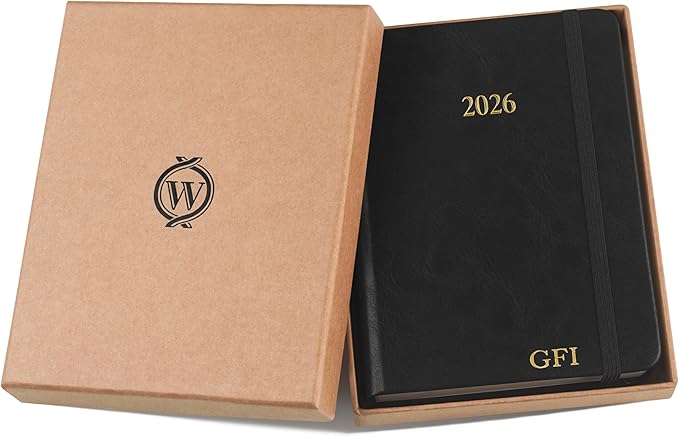 Wykeham's Executive 2026 Daily Journal Planner – US Public Holidays & Format – Customization Available (Personalized Black, 6"×4.5") - Bloomnest