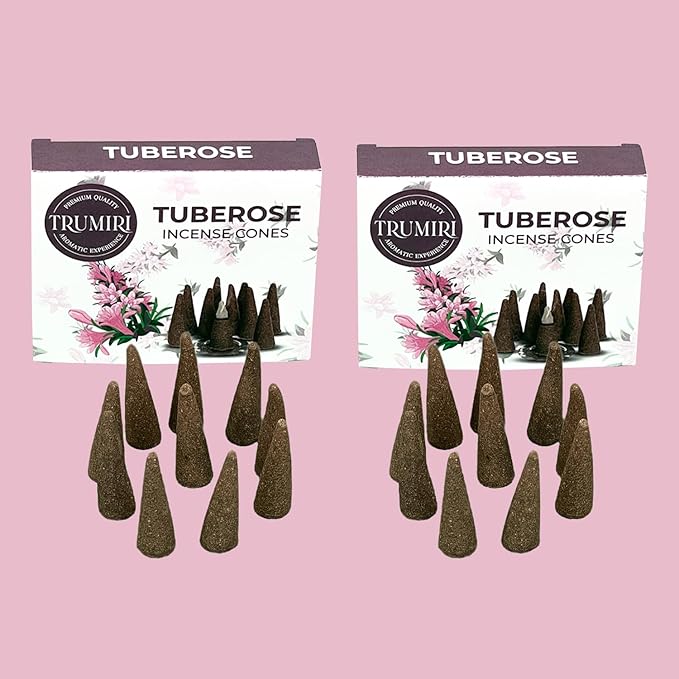 Tuberose Incense Cones - Total 20 Cone Incense - Dual Pack of 10 Insence Cones - Incense Cones Scented - Cone Incense Scents - Insense Cones - Incent Cone TRUMIRI