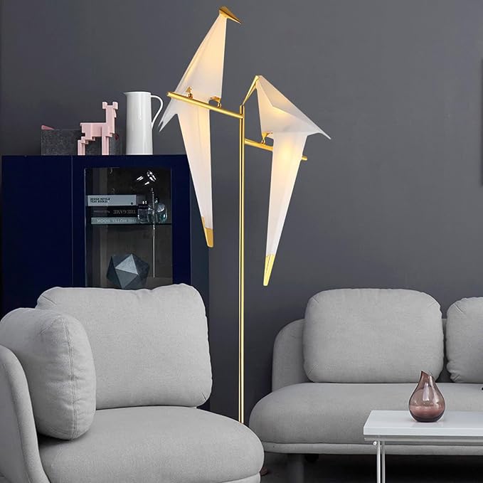 Bird Floor Lamp, 68" Bird Lamp Modern Gold Origami Swing Crane Floor Pendant Light Fixtures for Bedroom Dining Living Room - Bloomnest