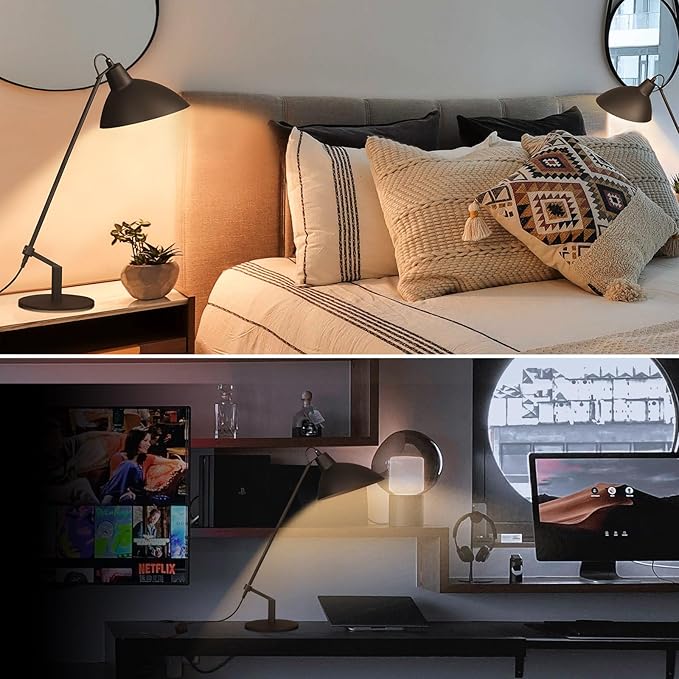 Desk Lamp Modern Industrial 100% Metal Table Lamp 22", Soft White Light (3000K) with Adjustable Switch, Ideal for Office Bedroom Study Room Living Room Nightstand Bedside Lamps Sand Black - Bloomnest