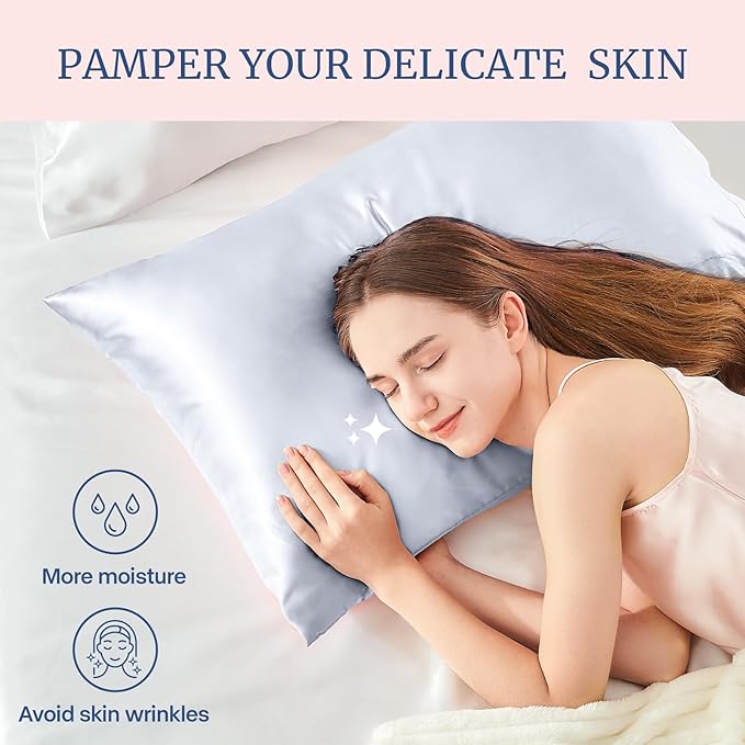 BEDELITE Satin Pillowcase for Hair and Skin, Super Soft Similar to Silk Pillow Cases 4 Pack with Envelope Closure, Cooling Pillowcases for Women Men (20"x26" Standard Size, Evening Haze) - Bloomnest