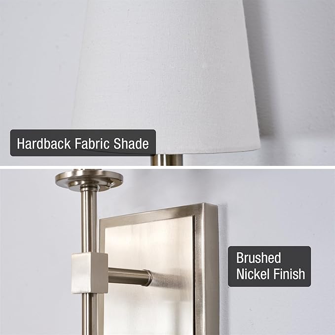 Kira Home Torche 20" Wall Sconce/Wall Light + Linen Shade, Brushed Nickel Finish - Bloomnest