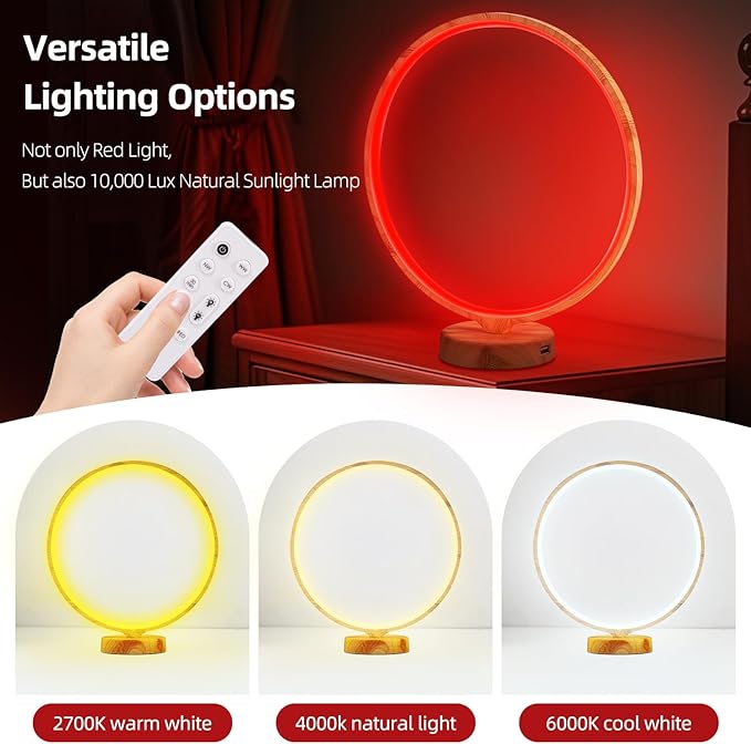 Red Light Therapy Night Light Lamp for Sleep 670nm Red Nightlight Desk Lamp with Multi-Color and Brightness Options Remote Control,Deep Relaxation and Improve Sleeping for Adults & Kids Bedrooms - Bloomnest
