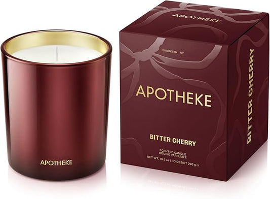 Apotheke Signature Candle Scented Candles for Home, Bitter Cherry - 10.5 oz Seasonal Soy Wax Jar Candle - Long-Lasting Fall Scented Fragrance with Perfume-Grade Fragrance Oils - Bloomnest