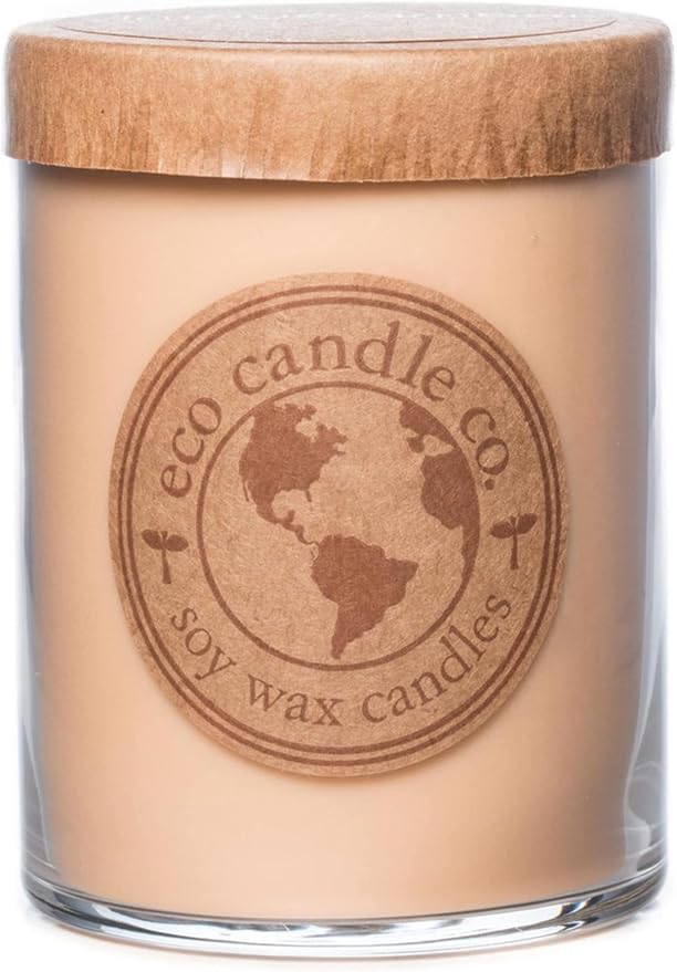 ECO CANDLE CO. Recycled Candle, Vintage Amber, 18 oz. Double Wick - Scents of Wood Resin, Nutmeg, Cinnamon, & Vanilla - 100% Soy Wax, No Lead, Kraft Paper Label & Lid, Hand Poured, Midwest Soybeans - Bloomnest