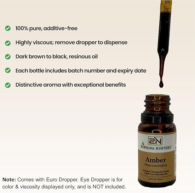 Amber Essential Oil,100% Pure Undiluted, Aromatherapy Oil for Diffuser, Hair & Skin Care NirvanaNurture