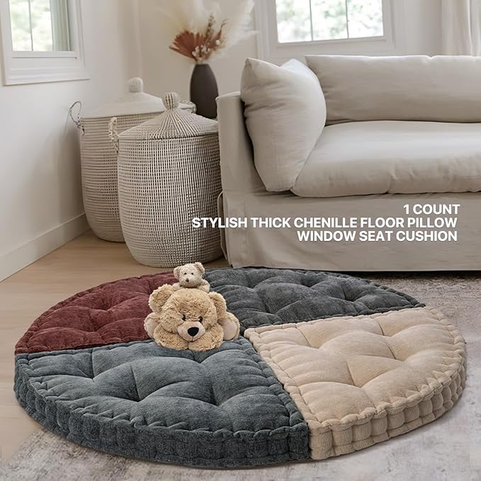 Fan-Shaped Floor Cushion Fan Floor Pillow, Meditation Cushion for Sitting or Yoga, Pizza Cushions Thick Outdoor Seating for Kids for Adults 20"*20" Gray - Bloomnest