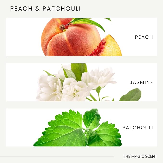 The Magic Scent Peach & Patchouli Diffuser Oil - Hotel & Home Luxury Scents - Diffuser Oil Scents for Home Designed for Use in All Diffusers - 4 fl oz, 120 mL - Bloomnest