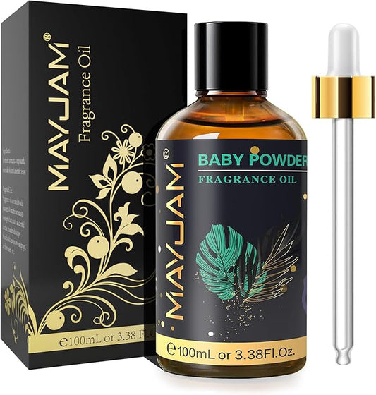MAYJAM 100ML/3.38FL.OZ Baby Powder Fragrance Oils with Glass Dropper, Essential Oils for Diffusers for Home, Long Lasting Scented Oils for Diffusers Soap Candle Making - Bloomnest