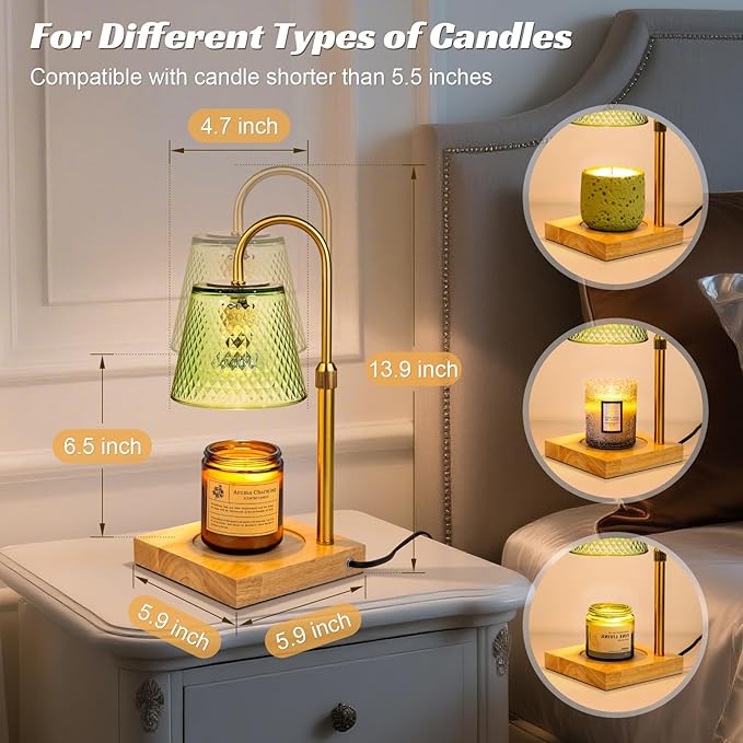 TantaScent Electric Candle Warmer Lamp in Vintage Birdcage Design with Timer – Scented Jar Candle Melter for Home Decor, Housewarming, Birthday, and Christmas (Includes 2 Bulbs) (Light Green) - Bloomnest