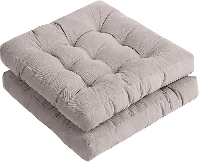 Tiita Meditation Floor Pillows, 22 Inch Square Floor Cushions for Adults, Thicken Tufted Seat Pad Set of 2, Large Floor Cushion for Yoga Garden Living Room Balcony Office Tatami, Grey
