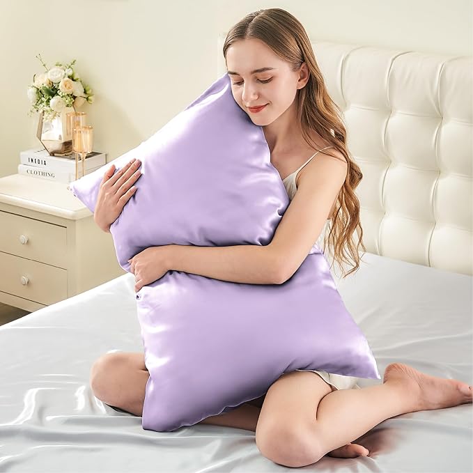 INFIIXSO Mulberry Silk Pillowcase for Hair and Skin, Silk Pillow Cases Queen Size with Hidden Zipper 20x30 Inches, Extraordinary Smooth and Soft Cooling Pillow Cases for Hot Sleepers(Lavender, 1 Pack) - Bloomnest