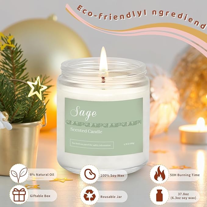 6 Pack Candles for Home Scented Aromatherapy Candles Gifts Set for Women, Lavender Candle, 37.8 oz 300 Hour Long Lasting Candles, Stocking Stuffers, Birthday, Valentine, Christmas, Anniversary Present - Bloomnest