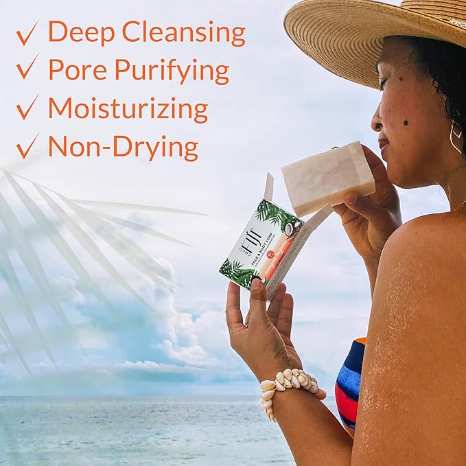 "Coco Fiji Soap Bar for Face and Body Infused With Organic Coconut Oil, Lemongrass Tangerine Essential Oil, Natural Soap for Moisturizing & Pore Purifying Skin, 7 oz, Pack Of 2 " - Bloomnest