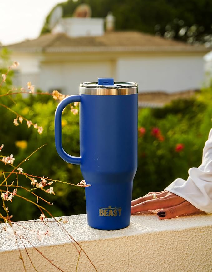 Beast 42 oz Tumbler Stainless Steel Vacuum Insulated Coffee Ice Cup Double Wall Travel Flask (Royal Blue) - Bloomnest