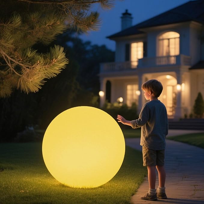 Large LED Glowing Ball Light, 20-in Outdoor LED Garden Orb Lights, Rechargeable Globe Lights RGB Color Changing Globe Floor Lamp Mood Lamp w/Remote, Waterproof Light Up Ball Light for Patio Lawn Decor - Bloomnest