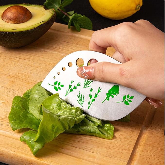 Herb Stripper Tool with 9 Sizing Holes Food-Grade Stainless Steel Leaf Remover for Cooking, Compact Kitchen Gadget with Blade & Safety Cover for collards parsley cilantro goji - Bloomnest
