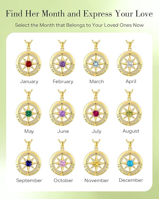 S925 Necklace Gift for Wife |Compass Jewelry |Women Anniversary |Sterling Silver |Girlfriend Birthday Gifts for Her Valentines |I'd be Lost without You |Jewel 18K Gold - Bloomnest