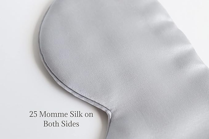 Premium Handcrafted 25 Momme Mulberry Silk Eye Mask for Sleeping (Silver Lining) - Bloomnest