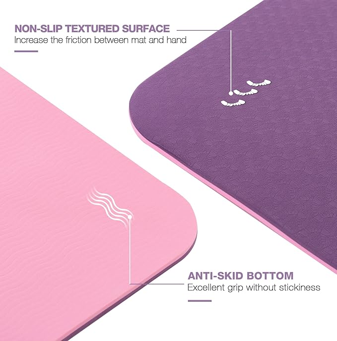 UMINEUX Yoga Mat Extra Thick 1/3'' & 2/5" Non Slip Yoga Mats for Women Eco Friendly TPE Fitness Exercise Mat with Carrying Sling & Storage Bag - Bloomnest
